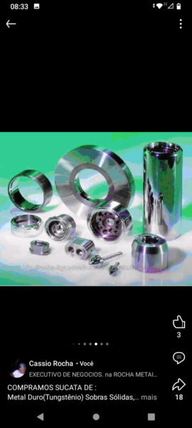 COMPRO SUCATA DE METAL DURO TUNGSTÊNIO