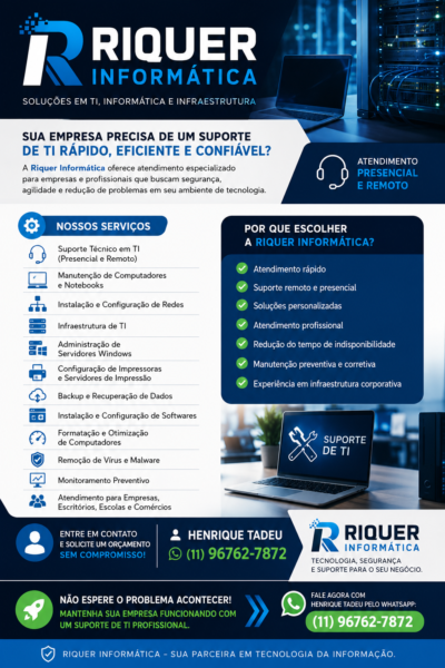 Suporte Técnico em TI e Informática para Empresas e Residências