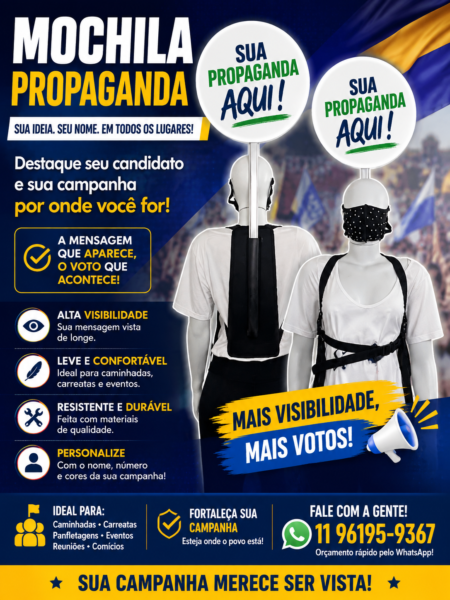 Mochila Propaganda Eleições 2026 Candidato Político