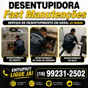 Desentupidora no Jardim Aurélia em Campinas 19-99231-2502 Fast Manutenções
