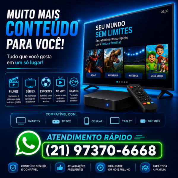 Entretenimento para Smart TV, Roku e Android TV