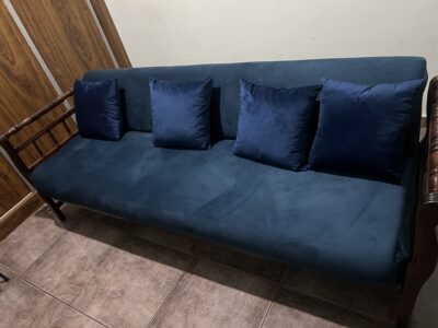Sofá -cama vintage anos 60, em madeira nobre - jacarandá
