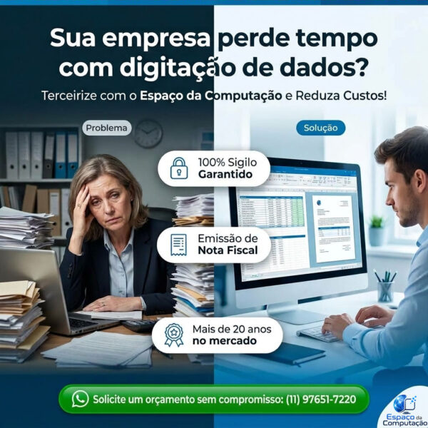 Sua empresa gasta tempo com digitação de dados? Terceirize e reduza custos operacionais!