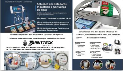 IMPRESSORAS DATADORAS INDUSTRIAIS INK JET E RECARGA DE SEUS CARTUCHOS COM TINTA BASE SOLVENTE R$ 450,00.
