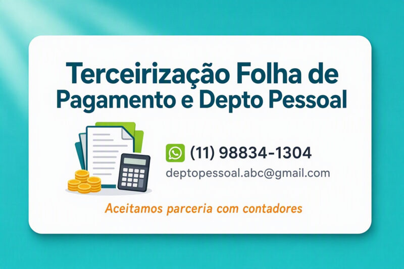 TERCEIRIZAÇÃO FOLHA DE PAGAMENTO E DEPTO PESSOAL