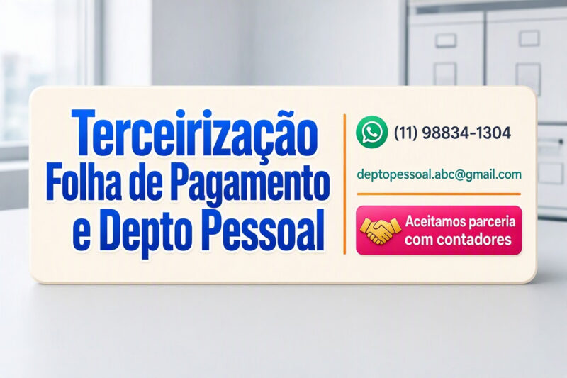 TERCEIRIZAÇÃO FOLHA DE PAGAMENTO E DEPTO PESSOAL