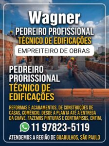 EMPREITEIRO DE OBRAS - PEDREIRO PROFISSIONAL GUARULHOS SP